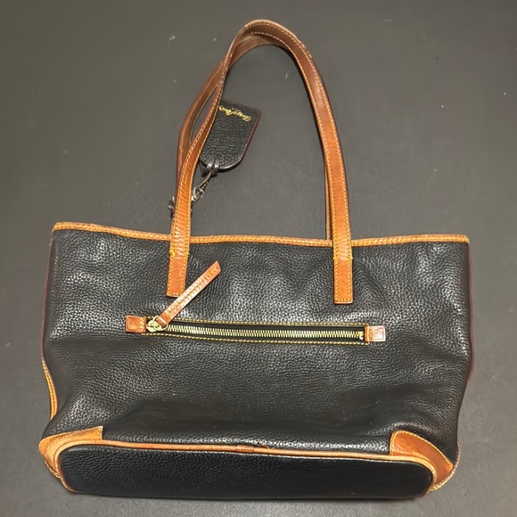 Dooney & Bourke Black and Tan Leather Tote - Picture 3 of 6